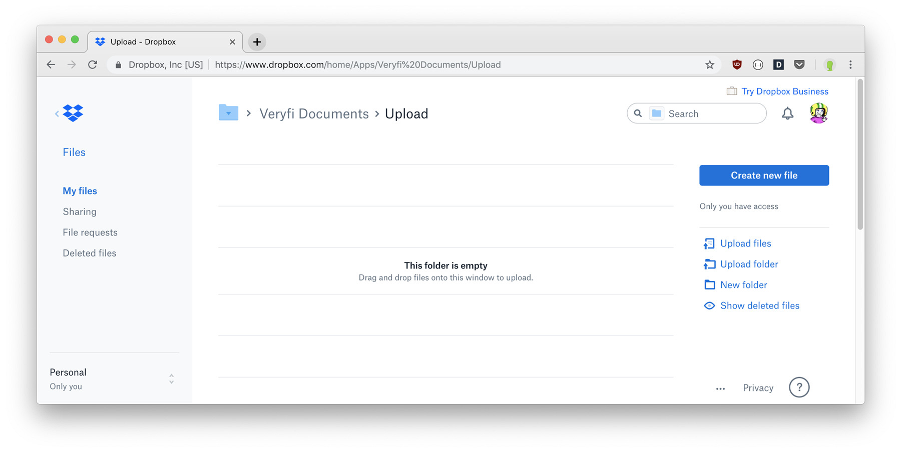 Dropbox Veryfi Slurp Integration Uploads Folder