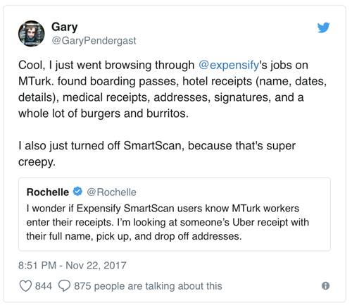 Expensify leaked personal data to mechanical turks, here's what they saw