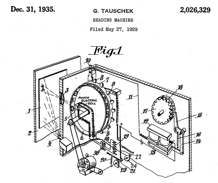 Diagram from the first OCR patent, number 2026329